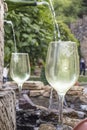Fountain of white Wine. Royalty Free Stock Photo