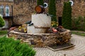 Fountain with white wine pouring from bottles Royalty Free Stock Photo