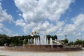 Fountain in Yaroslavl Park on Strelka at the confluence of the Volga and Kotorosl rivers Royalty Free Stock Photo