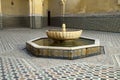 Fountain and zellige tilework in courtyard at Mausoleum of Moulay Ismail