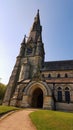 Fountains Abbey, Studley Royal Water Garden St. Mary`s Church view. North yorkshire, England. Royalty Free Stock Photo