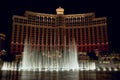 The Bellagio Hotel fountains perform in synchronicity like dancing lights. Royalty Free Stock Photo