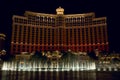 The Bellagio Hotel fountains perform in synchronicity like dancing lights.