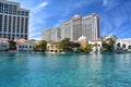 Fountains of Bellagio - Bellagio Hotel & Casino and Caesars Palace in the background Royalty Free Stock Photo