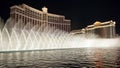 Fountains of Bellagio by night in Las Vegas Royalty Free Stock Photo