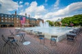 Fountains and City Hall, at Market Square, in Old Town, Alexandria, Virginia. Royalty Free Stock Photo