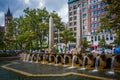 Fountains at Copley Square, in Back Bay, Boston, Massachusetts. Royalty Free Stock Photo