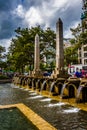 Fountains in Copley Square, in Boston, Massachusetts. Royalty Free Stock Photo