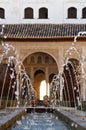 Fountains in the courtyard of the Alhambra. Granada, Spain Royalty Free Stock Photo