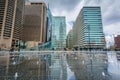 Fountains at Dilworth Park and modern buildings in Center City, Philadelphia, Pennsylvania