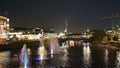 Fountains on the Drainage channel. Bolotnaya Embankment and Kadashevskaya Naberezhnaya Embankment. Moscow. Russia