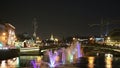 Fountains on the Drainage channel. Bolotnaya Embankment and Kadashevskaya Naberezhnaya Embankment. Moscow. Russia