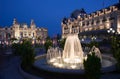 Fountains at dusk in Casino square in Monaco Royalty Free Stock Photo