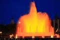 Fountains of the Font Magica in Barcelona at night, Spain