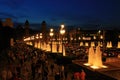 Fountains of the Font Magica in Barcelona at night, Spain