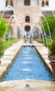 Fountains in garden of Alhambra in Spain, Europe.