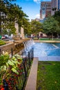 Fountains and gardens in Copley Square, Boston, Massachusetts. Royalty Free Stock Photo