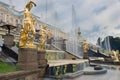 Fountains Grand cascade in Pertergof, neighborhood of Saint-Petersburg Royalty Free Stock Photo