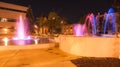 Fountains and night lights. Springfield, Illinois, USA