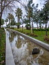 Fountains not working in winter. Winter in the park on the Black Sea coast. Batumi. The streets of the city. Out of season at the Royalty Free Stock Photo