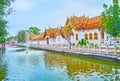 The fountains in park of Wat Benchamabophit Dusitvanaram Marble Temple, Bangkok, Thailand Royalty Free Stock Photo