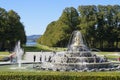 fountains and parks of Herrenchiemsee Palace built by King Ludwig II of Bavaria on island Herreninsel (Germany)
