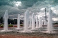 Fountains on Poklonnaya hill in victory Park on Poklonnaya hill Royalty Free Stock Photo