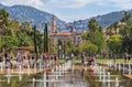 Fountains at Promenade du Paillon in Nice, France. Royalty Free Stock Photo