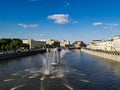 Fountains in a river in Moscow Royalty Free Stock Photo