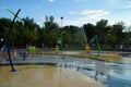 Fountains splashing water in the summer for children`s games. Royalty Free Stock Photo