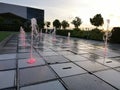 Fountains against the sunset