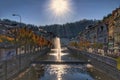 Fountains in the Tepla River in Karlovy Vary Royalty Free Stock Photo