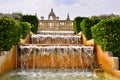 Fountains on the territory of the National Museum in Barcelona, Spain Royalty Free Stock Photo