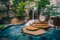 Fountains at Thomas Polk Park, in Uptown Charlotte, North Carolina. Royalty Free Stock Photo