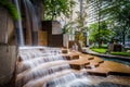 Fountains at Thomas Polk Park, in Uptown Charlotte, North Carolina. Royalty Free Stock Photo