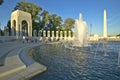 Fountains at the U.S. World War II Memorial commemorating World War II in Washington D.C.