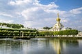 Fountains in the upper Park in Peterhof , St. Petersburg Royalty Free Stock Photo