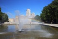 Fountan behind Ancient Egyptian Temple of Debod, Madid, Spain