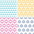 Four abstract geraldic geometric pink seamless