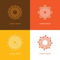 Four abstract linear sun logo.