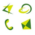 Set of four web icons or logos in yellow and green colors