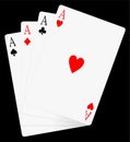 Four aces cards. ace card poker game sapdes. Royalty Free Stock Photo