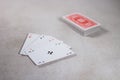 Four Aces Cards on Gray Grey White Background Royalty Free Stock Photo