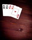 Four aces cards, poker game texas Royalty Free Stock Photo