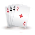 Four aces. Cards on white Royalty Free Stock Photo