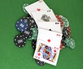 Four Aces on chips Royalty Free Stock Photo