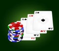 Four aces and chips Royalty Free Stock Photo