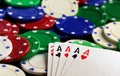 Four aces chips Royalty Free Stock Photo