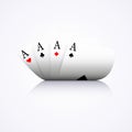 Four aces combination, poker, casino, curved, Royalty Free Stock Photo