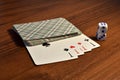 Four aces, deck of cards and dice. Royalty Free Stock Photo